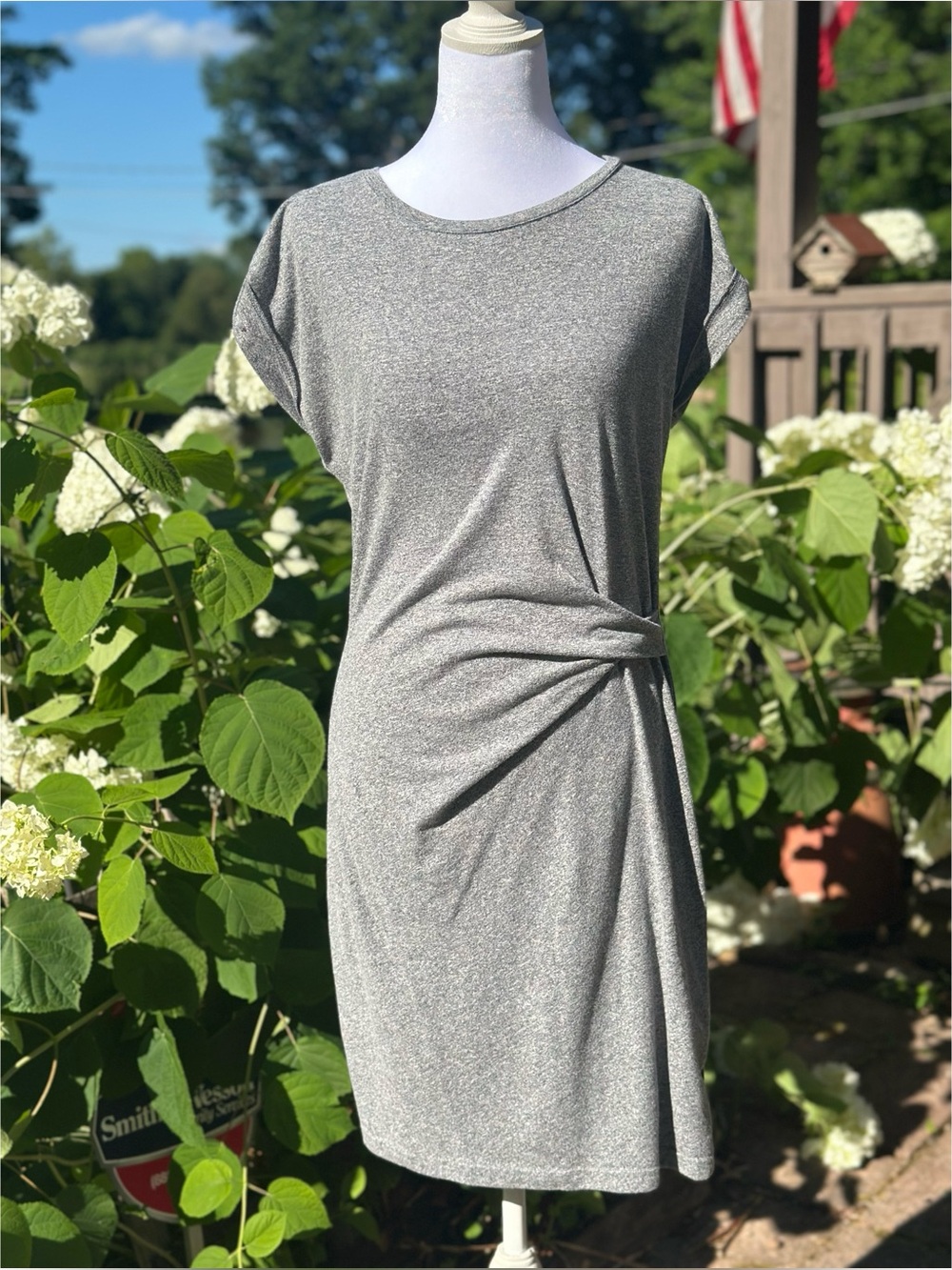 GAP Heather Gray Twist Knot Midi Dress Size Small Petite